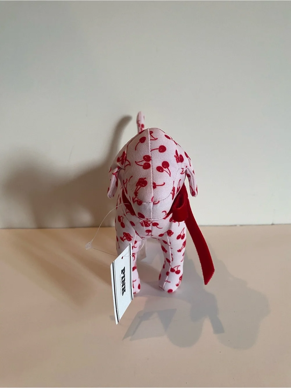PINK Victoria's Secret Red Cherry Pattern Plush dog - Picture 3 of 5